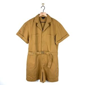NEW Club Monaco Cargo Utility Romper Jumpsuit Mustard Sz 10
